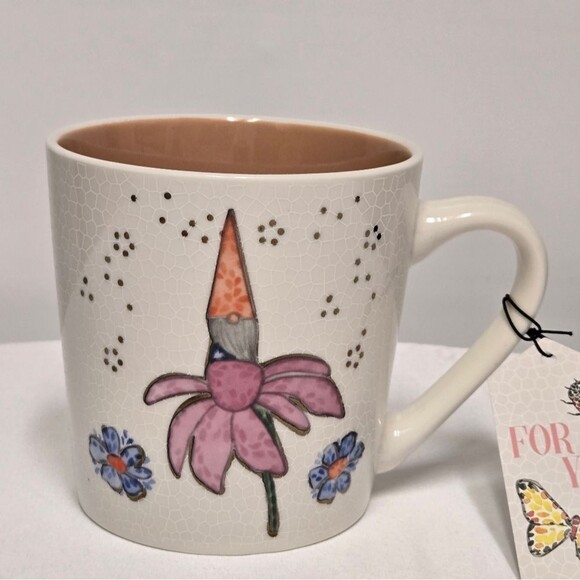 Set of Seeds & Sunshine Mug Gnome Floral Ceramic Pink & Cream Large Cup Coffee - Picture 7 of 10
